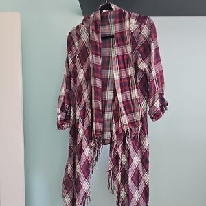 Plaid Women's Jacket with Fringe